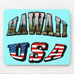 Texten från Hawaii Bild och USA flagga Musmatta