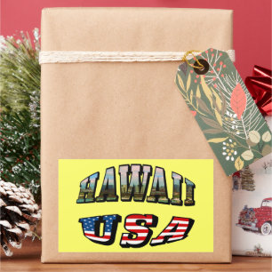Texten från Hawaii Bild och USA flagga Rektangulärt Klistermärke
