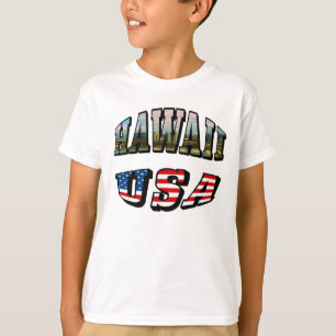 Texten från Hawaii Bild och USA flagga Tee