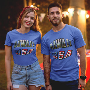 Texten från Hawaii Bild och USA flagga Tee Shirt