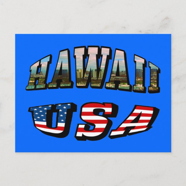 Texten från Hawaii Bild och USA flagga Vykort (Framsida)