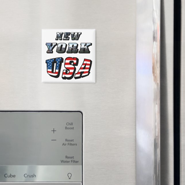 Texten från New York Bild och USA flagga Magnet (In Situ (Fridge))