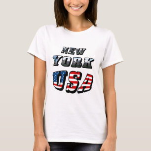 Texten från New York Bild och USA flagga T-shirt