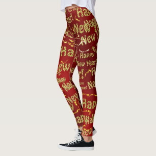 Texten guldgott nytt år i rött leggings