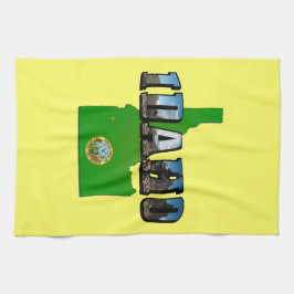 Texten Idaho Karta, Seal och Bild Kökshandduk