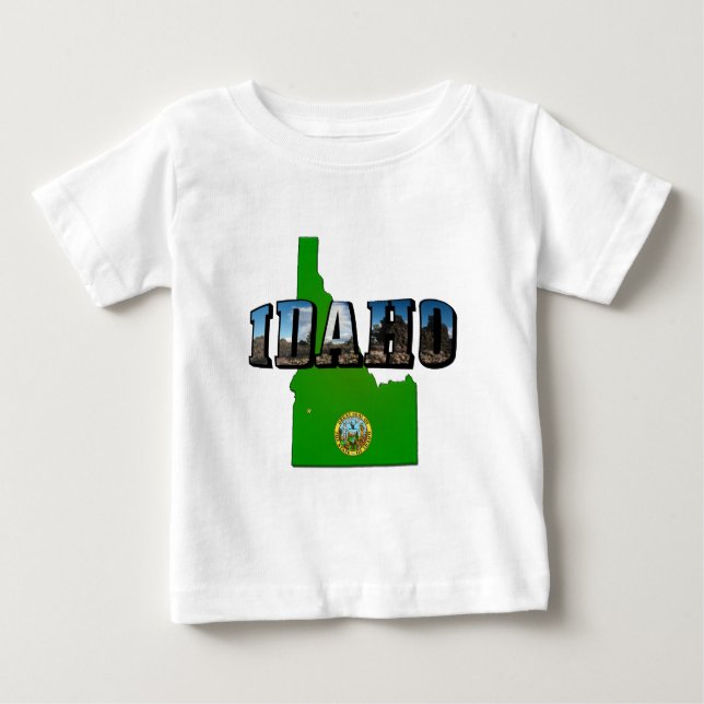 Texten Idaho Karta, Seal och Bild Tee Shirt (Framsida)