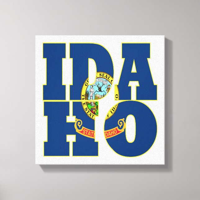Texten Idaho statlig flagga Canvastryck (Framsida)