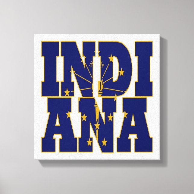 Texten Indiana statlig flagga Canvastryck (Framsida)