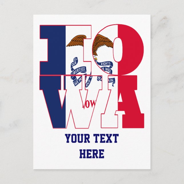 Texten Iowa statlig flagga Vykort (Framsida)