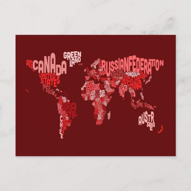 Texten Karta i världskartan Vykort (Framsida)