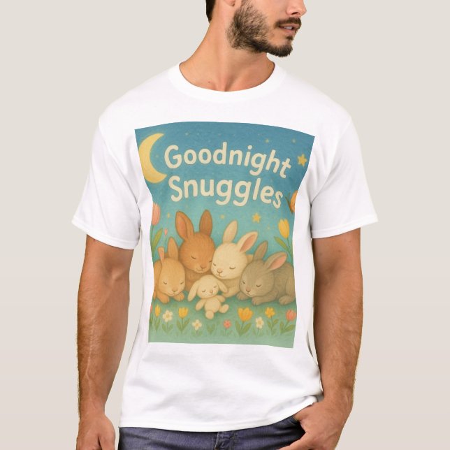 Texten säger "Goodnight Snuggles". Baby bunnies T Shirt (Framsida)