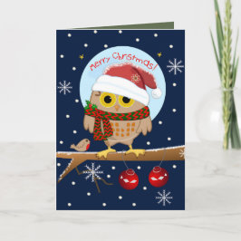 Texten Uggla och anpassningsbar i Cute Santa Helgkort