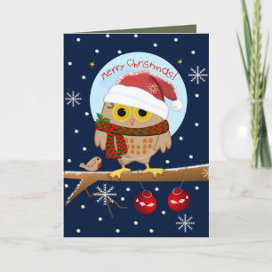 Texten Uggla och anpassningsbar i Cute Santa Helgkort
