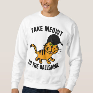 TEXTER FÖR BASEBALL CAT FÖR MEOWT T-SHIRTS LÅNG ÄRMAD TRÖJA