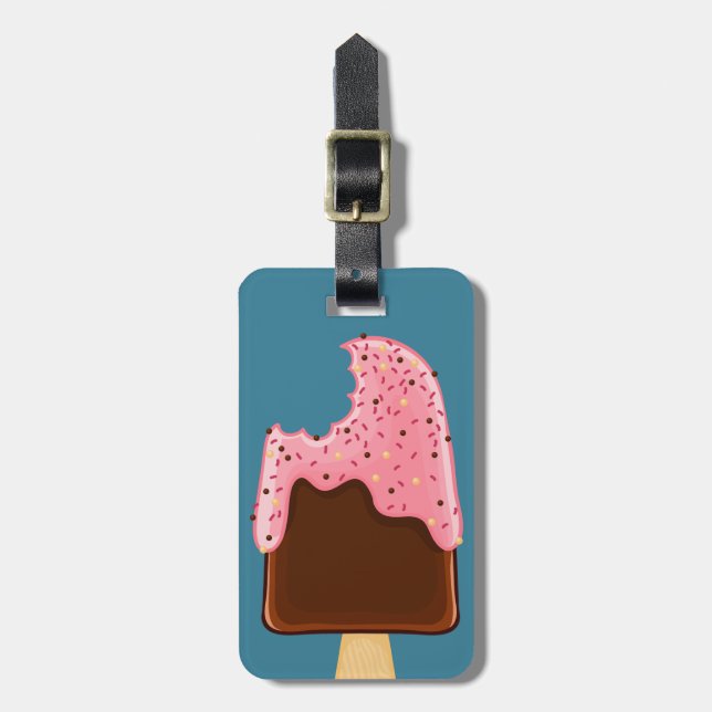 Textetikett för anpassningsbarna Chocolate Popsicl Bagagebricka (Vertikal Framsida)