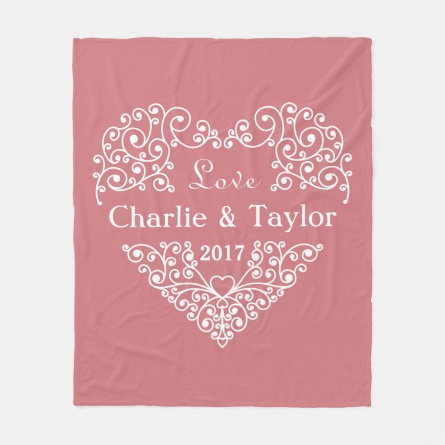 Textfilt för anpassningsbar av prydnadshjärtslag fleecefilt (Framsidan)