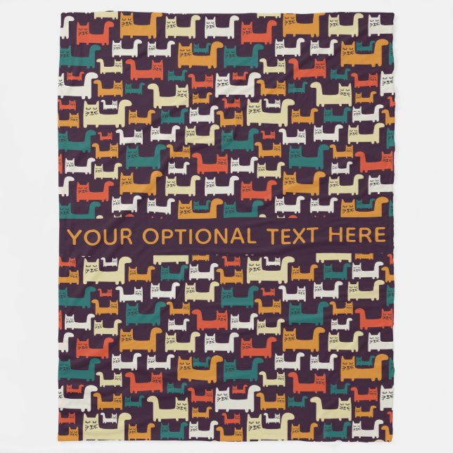 Textfiltar i anpassningsbarna Cats Mönster Fleecefilt (Framsidan)