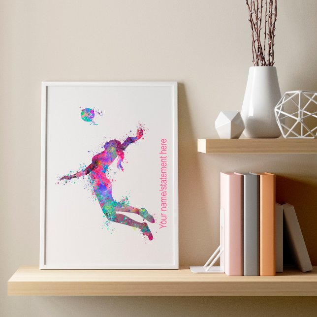 Textformat för den blåfenade volleyball-tjejen poster (Skapare uppladdad)