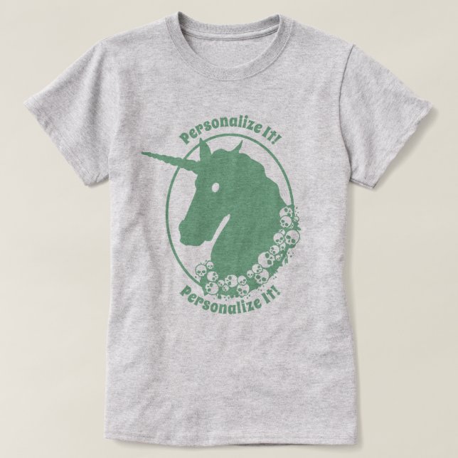 TEXTGrönten Zombie Unicorn T-Shirt (Design framsida)