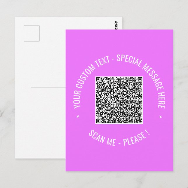 Texthälsningskort för QR-kodsökning - Info Anpassn Vykort (Fram/baksida)