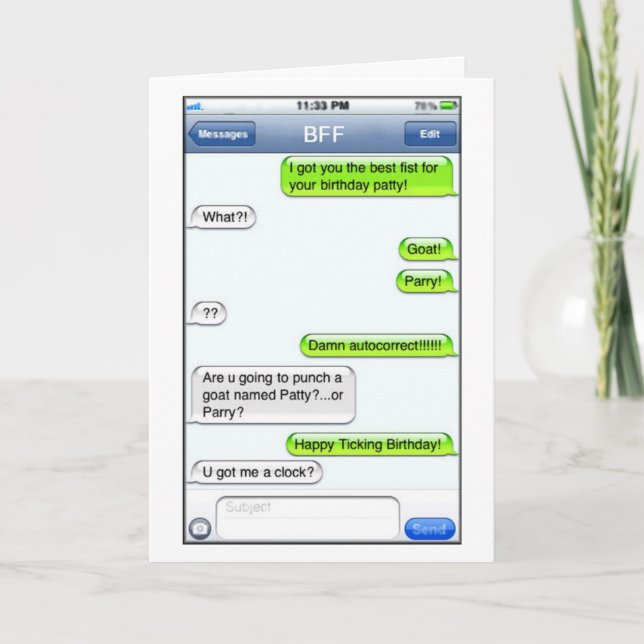 Texthumor - födelsedagkort kort (Framsida)