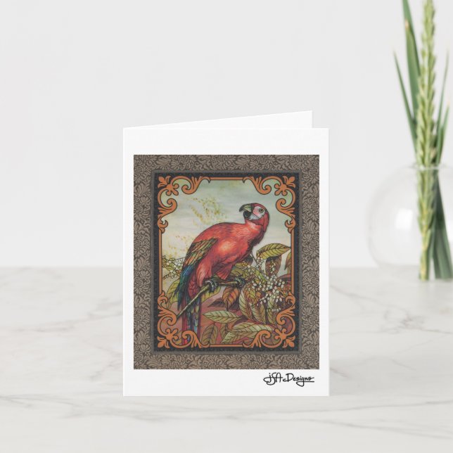 Textil Art Bird Notecard Kort (Framsida)