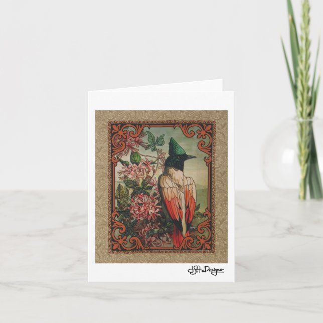 Textil Art Bird Notecard Kort (Framsida)