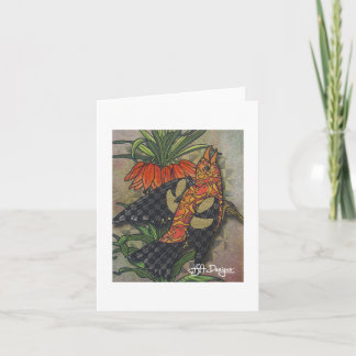 Textil Art Bird Notecard Kort