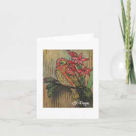 Textil Art Bird Notecard Kort
