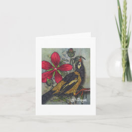 Textil Art Bird Notecard Kort
