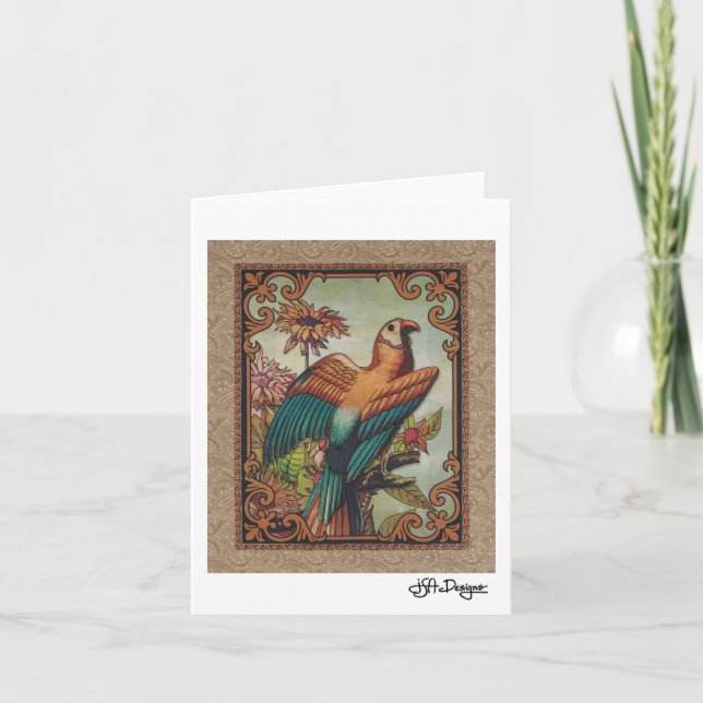 Textil Art Bird Notecard Kort (Framsida)