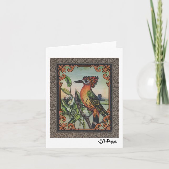 Textil Art Bird Notecard Kort (Framsida)