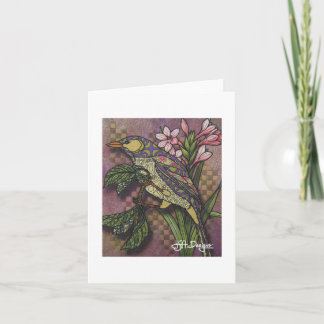 Textil Art Bird Notecard Kort