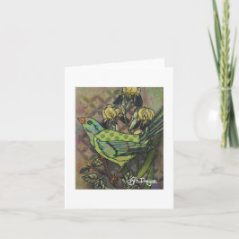 Textil Art Bird Notecard Kort