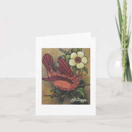 Textil Art Bird Notecard Kort