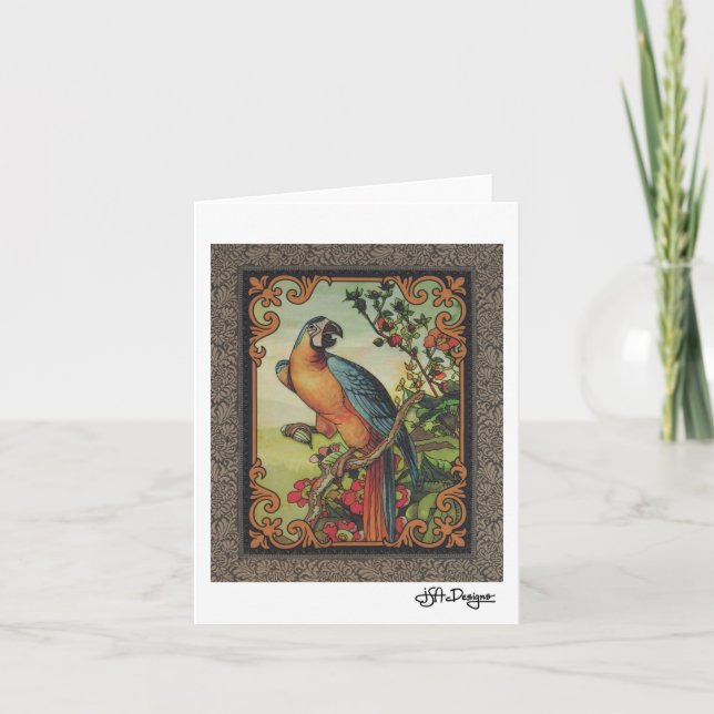 Textil Art Bird Notecard Kort (Framsida)