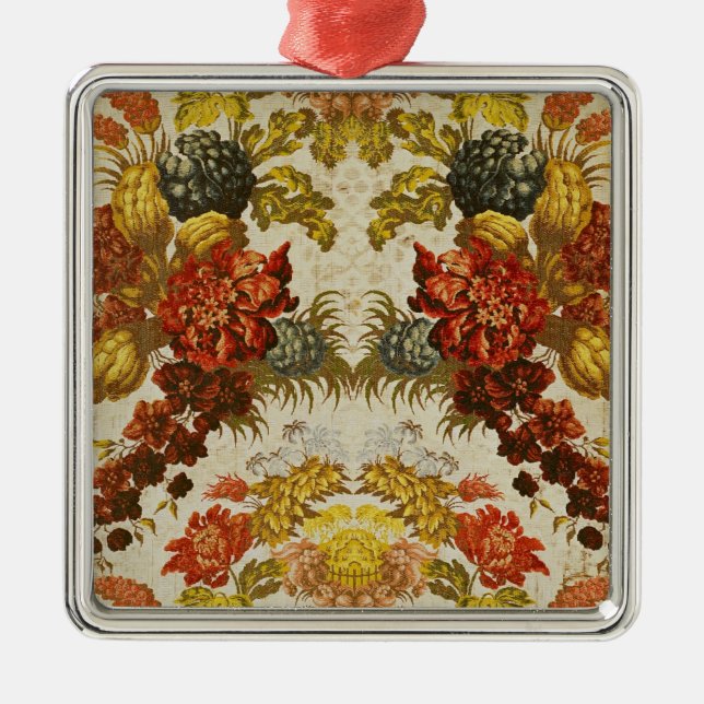 Textil med en upprepande blommönster julgransprydnad metall (Framsidan)