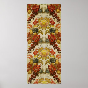 Textil med en upprepande blommönster poster