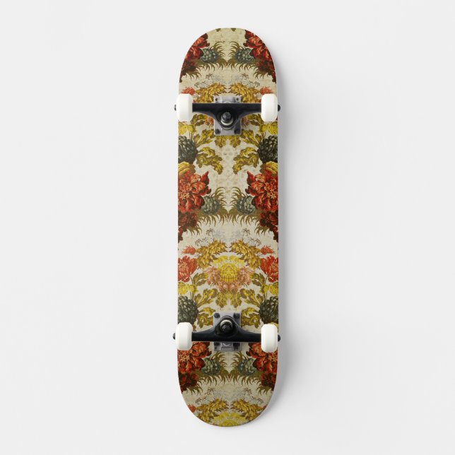 Textil med en upprepande blommönster skateboard bräda 20,5 cm (Framsida)