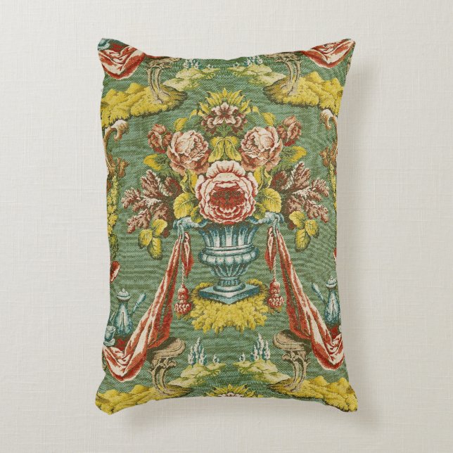 Textil med ett upprepande blom- motiv prydnadskudde (Framsidan(Vertikal))