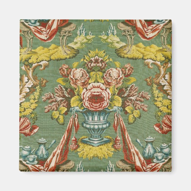 Textil med upprepade motiv för blommigt magnet (Framsidan)