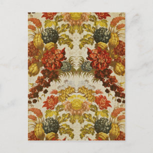 Textil med upprepande blommönster vykort