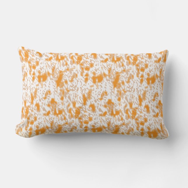 Textil mönster med en levande orange och ett sunt  lumbarkudde (Framsida)