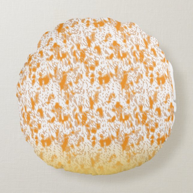 Textil mönster med en levande orange och ett sunt  rund kudde (Framsidan)
