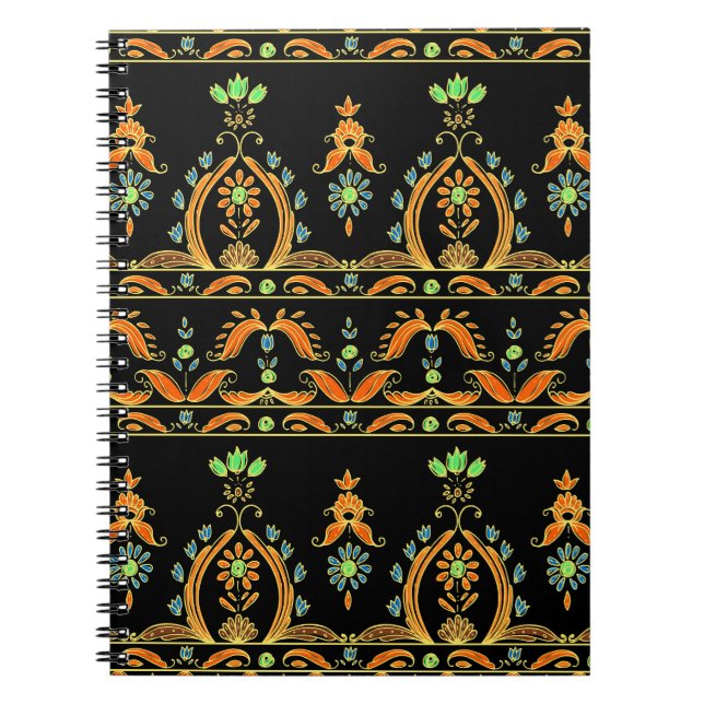 Textildesign för Paisley Bohemian Kashmir Anteckningsbok (Framsidan)