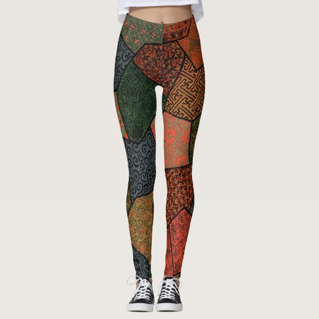 Textilier av japansk polygonutskrift, mönster tr leggings (Framsida)