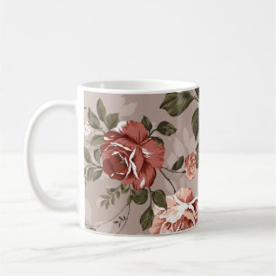 textilillustrationsblomma av blomma mönster, a kaffemugg