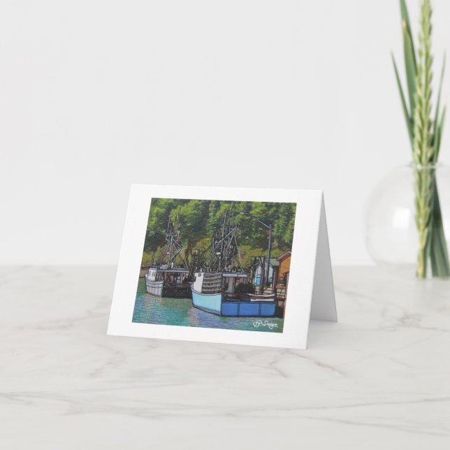 Textilkonst Boat Notecard Kort (Framsida)