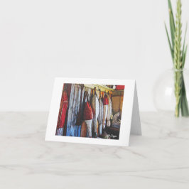 Textilkonst Boat Notecard Kort