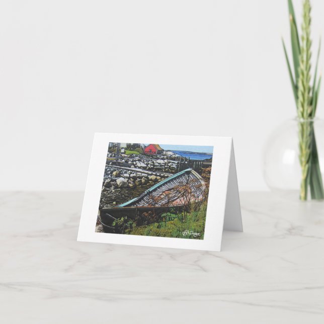 Textilkonst Boat Notecard Kort (Framsida)